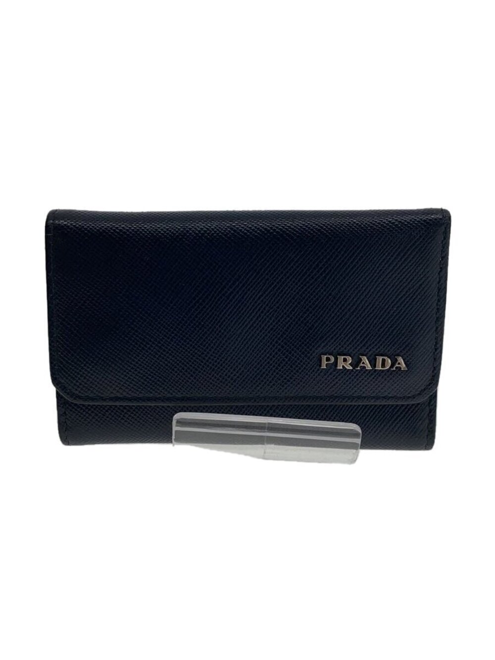 Prada Key Case Wallet Leather Navy Blue